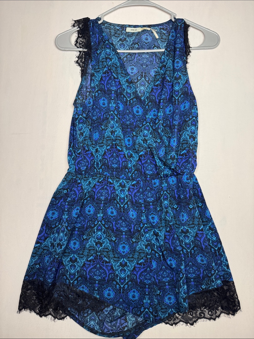 Kimchi Blue Blue & Black Lace-Trim Mini Dress